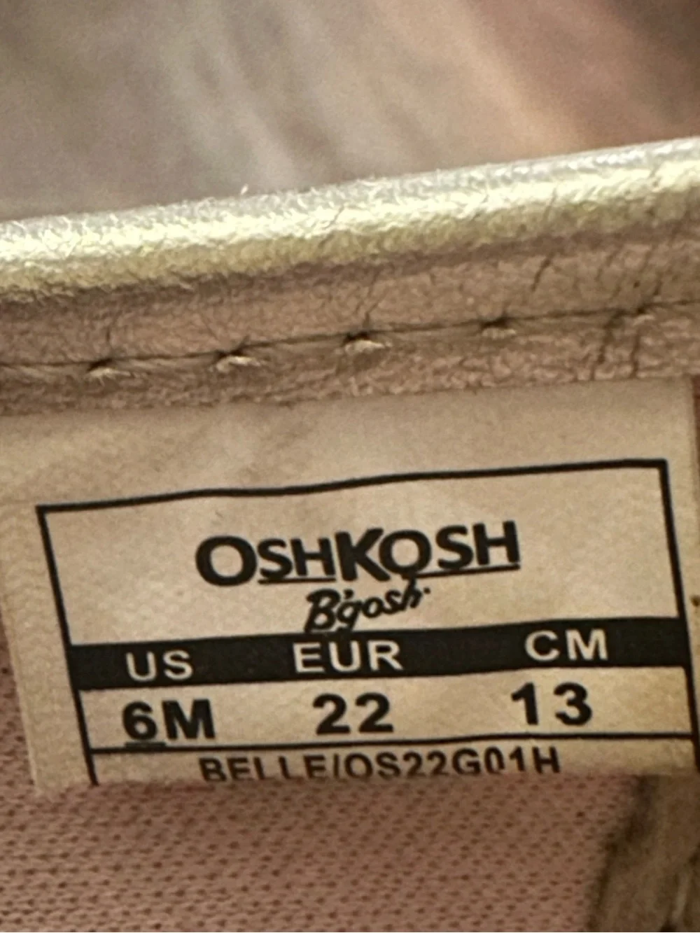 OshKosh B’gosh Toddler Girls Gold Metallic Espadrille Shoes Size 6
